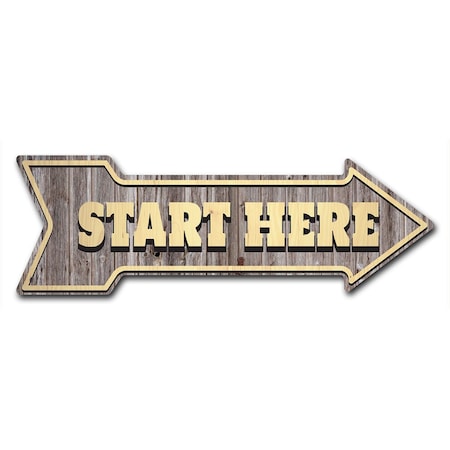 Signmission Start Here Arrow Decal Funny Home Decor 18in Wide D-A-999592